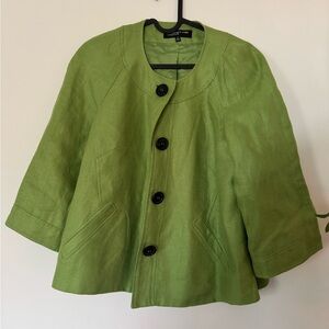 Jones New York Lime Green Round-Neck Swing Blazer